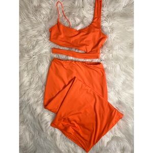 2 Piece Maxi Skirt and Crop Top Set - Cut Out